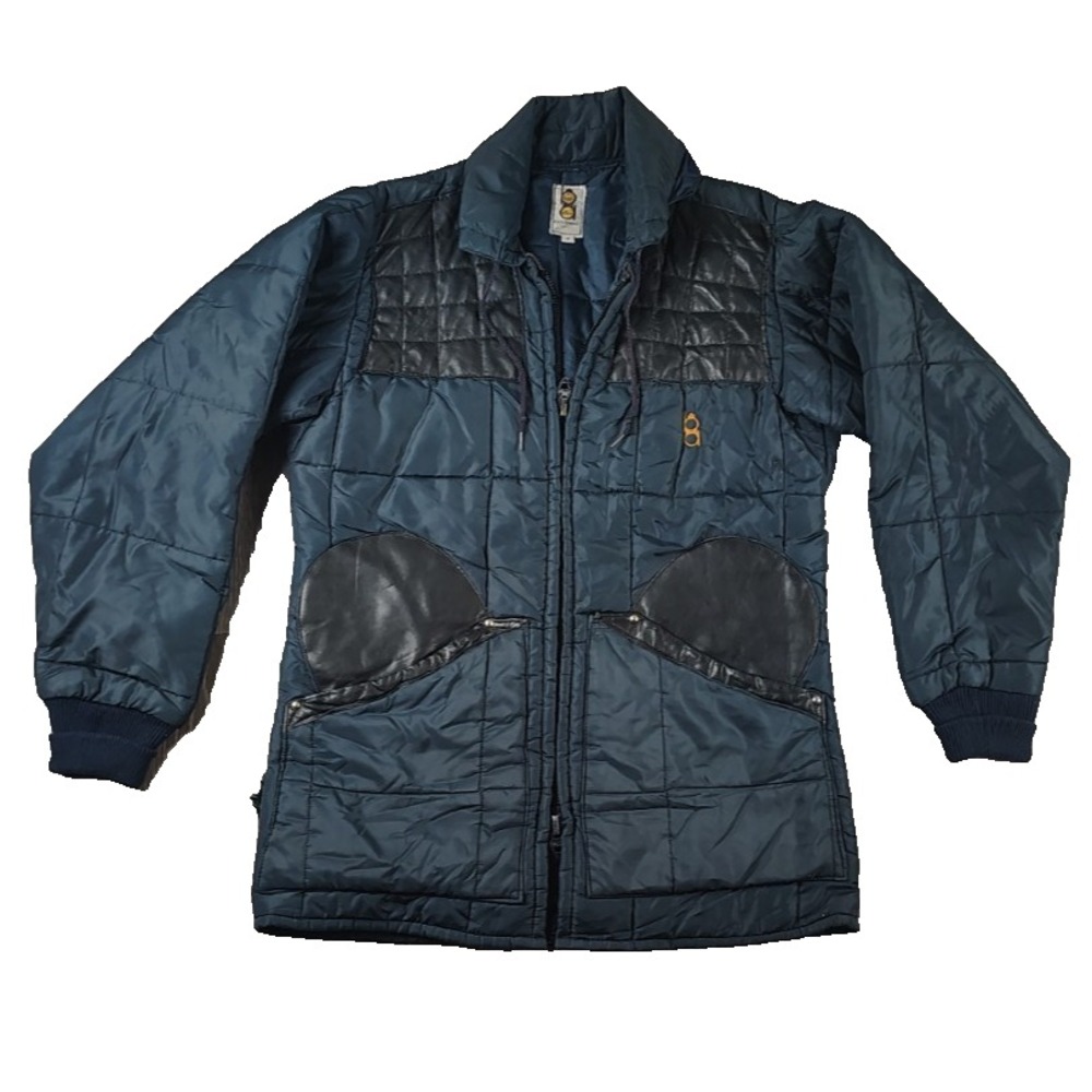 Bob Allen Small Shooting Coat Jacket Quilted Insulated Hood Zip‎ Blue ***FLAWS